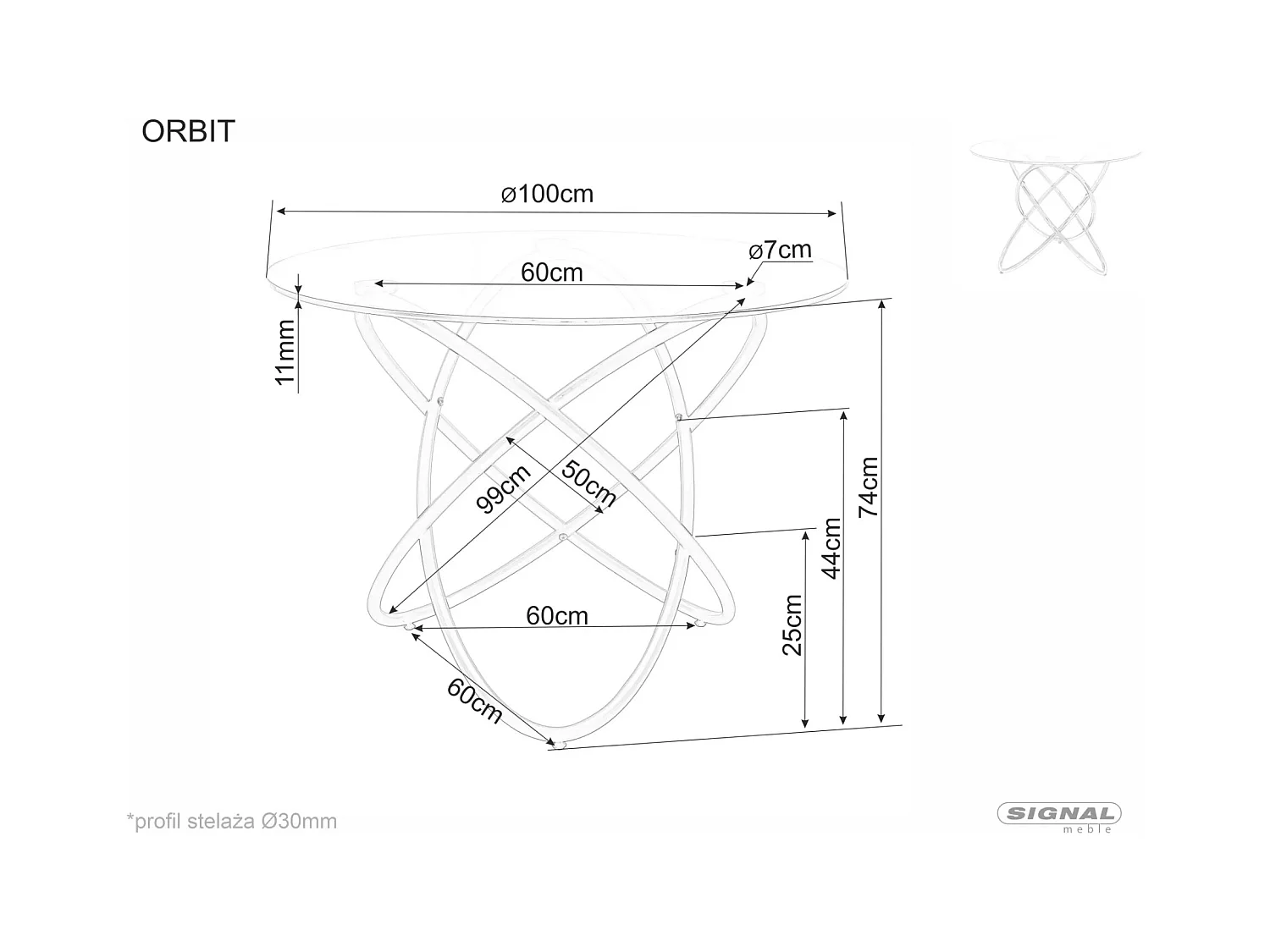 Table à manger Orbit/Verre/Métal précieux/Ronde/Or