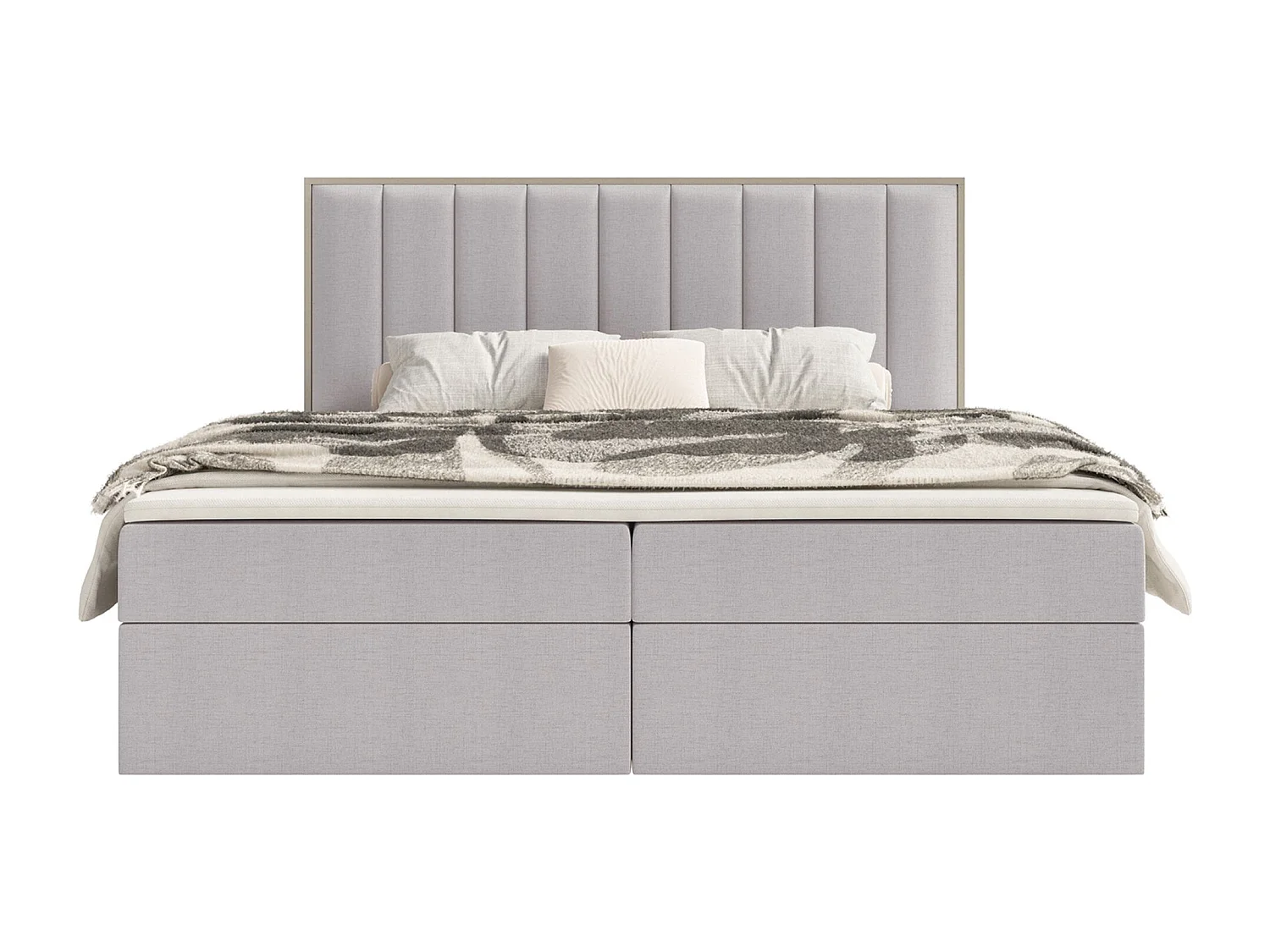 Boxspringbed 140x200 – opbergruimte en topper – hydrofobe chenille – grijs – TOGENTS