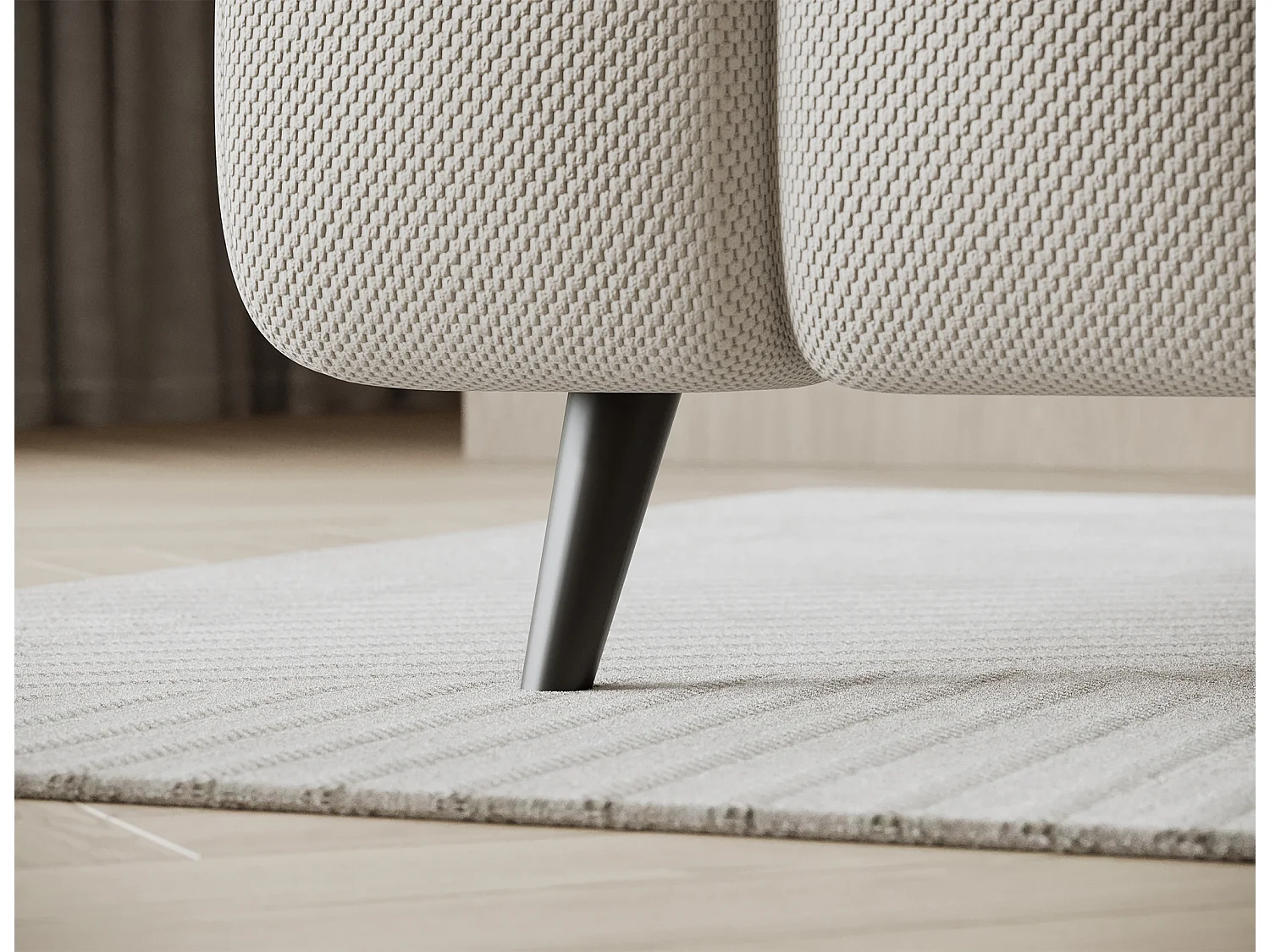 Letto box spring Damian/140x200/rivestimento in tessuto/Beige