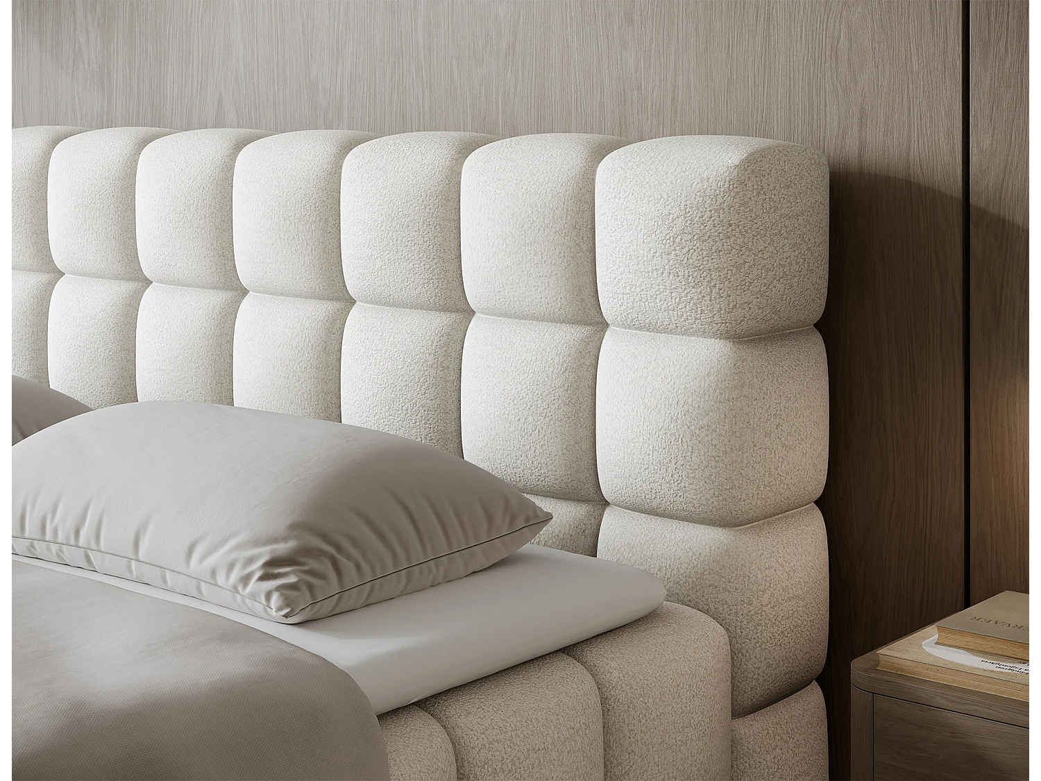 Boxspringbett Damian/140x200/Stoffbezug/Weiss