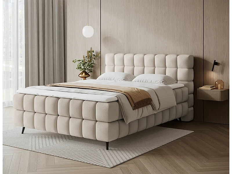 Boxspringbett Damian/160x200/Stoffbezug/Beige