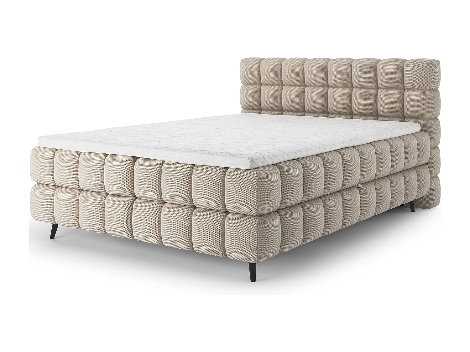 Letto box spring Damian/160x200/rivestimento in tessuto/Beige