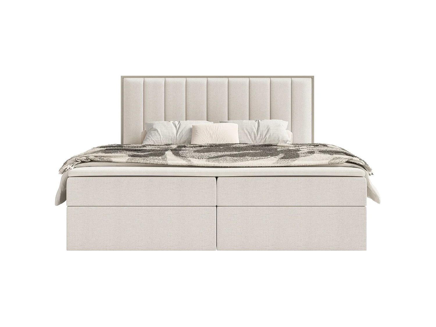 Boxspringbed 140x200 – opbergruimte en topper – hydrofobe chenille – lichtbeige – TOGENTS