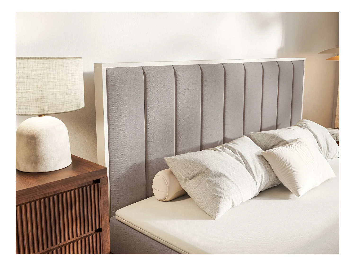 Lit boxspring 160x200 – rangement et surmatelas – chenille hydrophobe – brun – TOGENTS