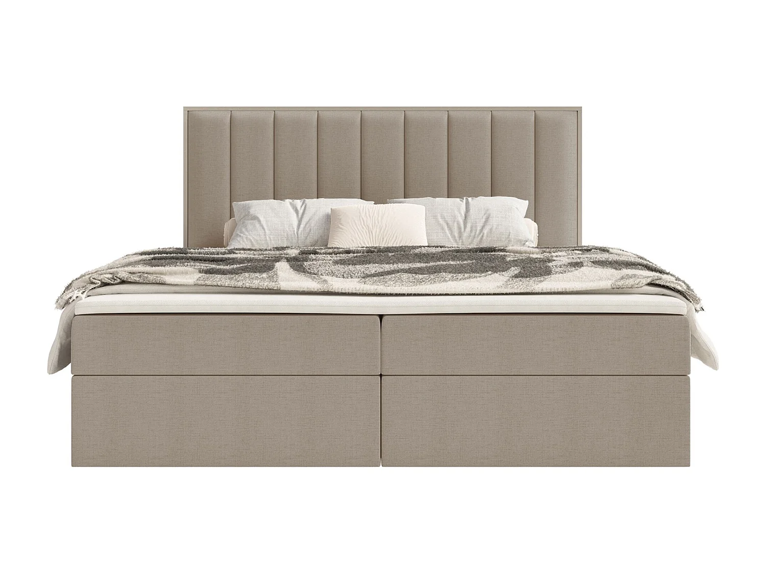 Boxspringbed 140x200 – opbergruimte en topper – hydrofobe chenille – bruin – TOGENTS