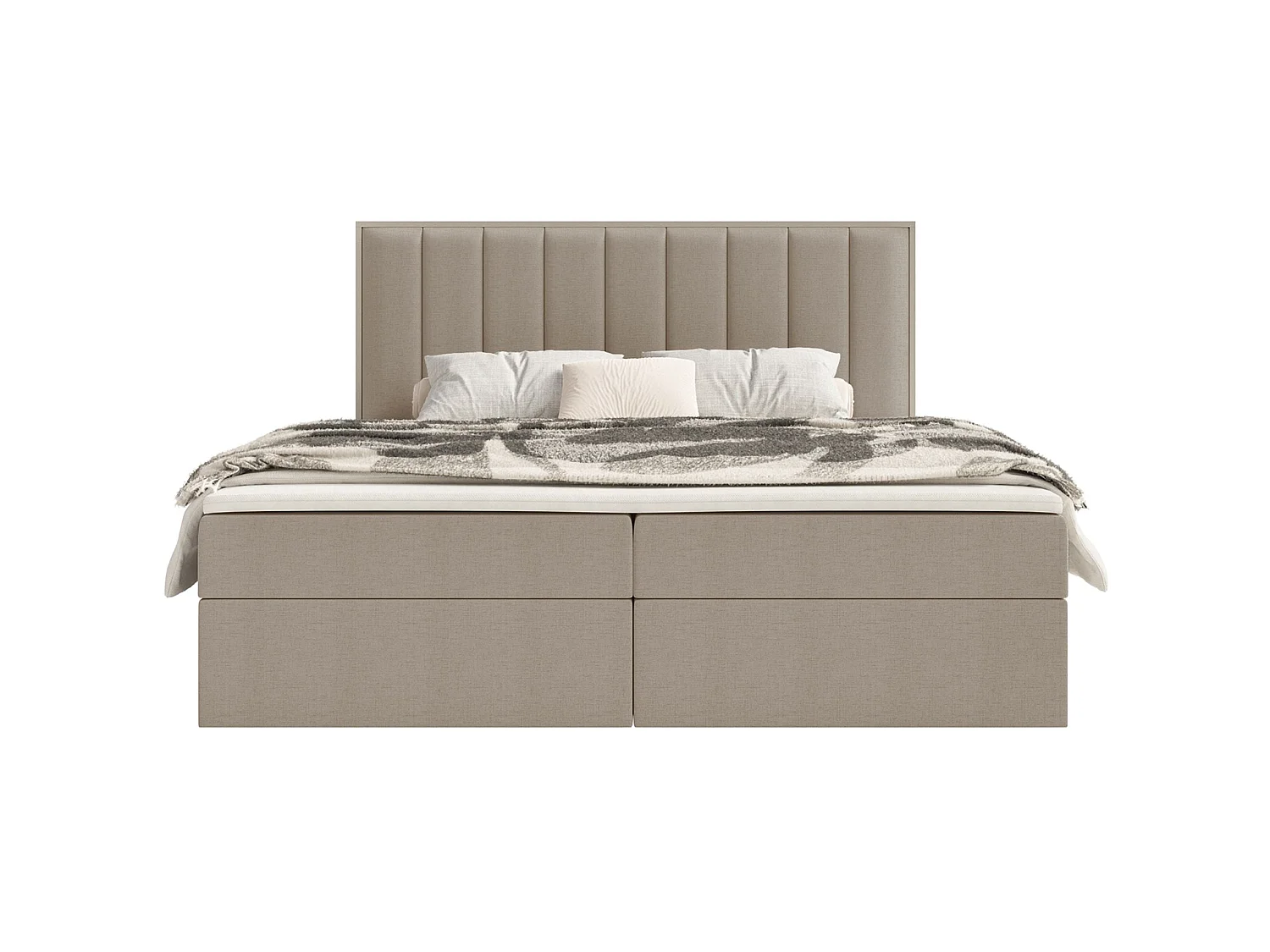 Boxspringbed 140x200 – opbergruimte en topper – hydrofobe chenille – bruin – TOGENTS