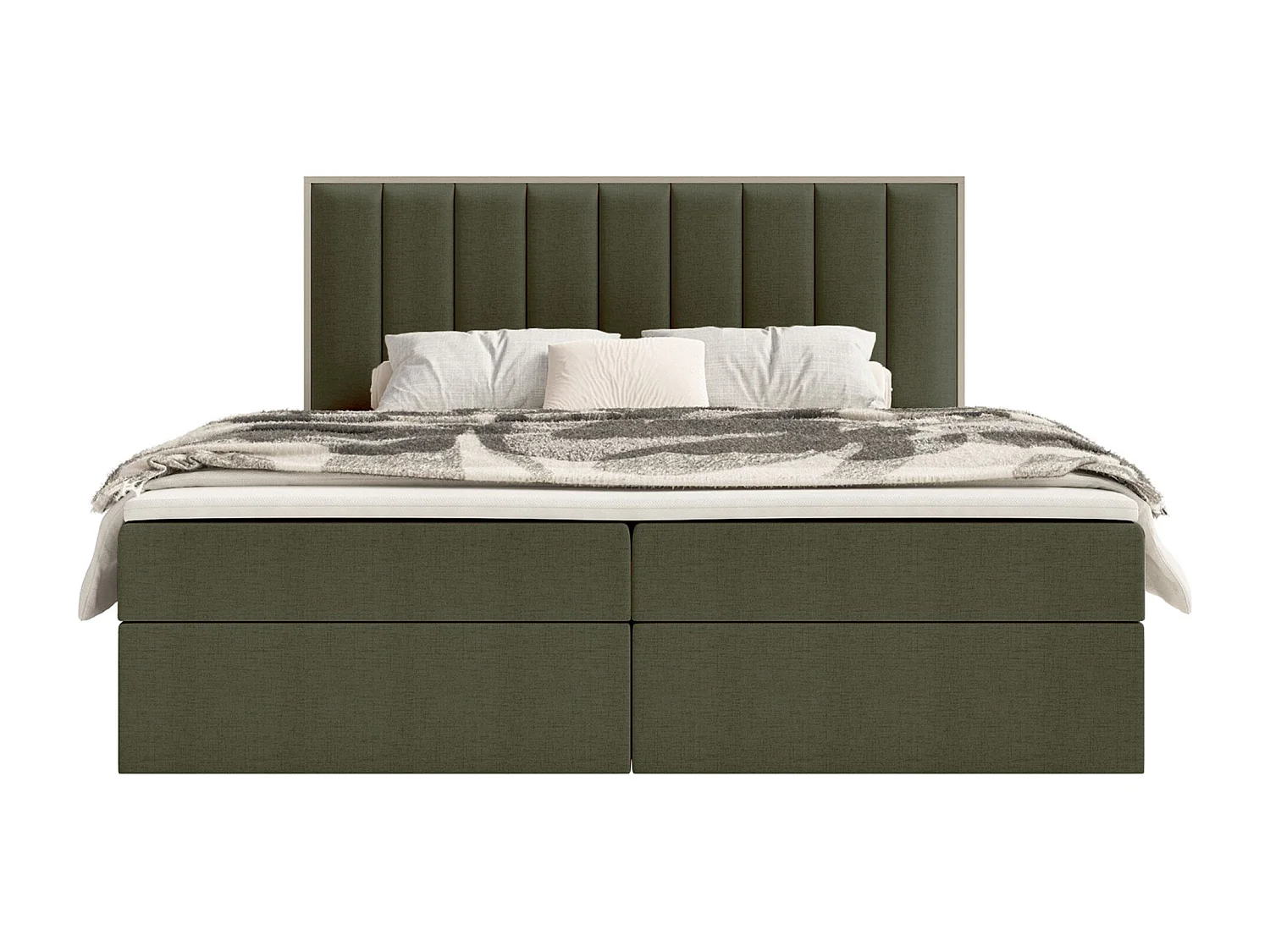Boxspringbed 140x200 – opbergruimte en topper – hydrofobe chenille – donkergroen – TOGENTS