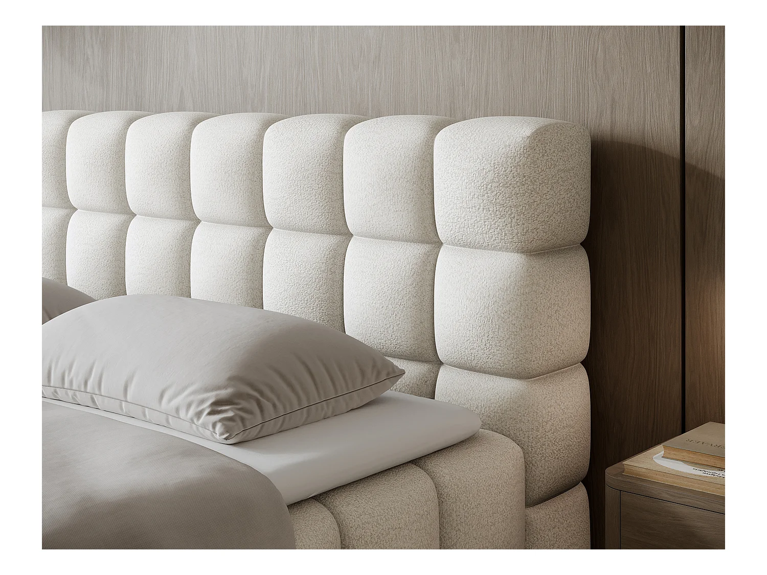 Lit box spring Damian/160x200/revêtement tissu/Blanc