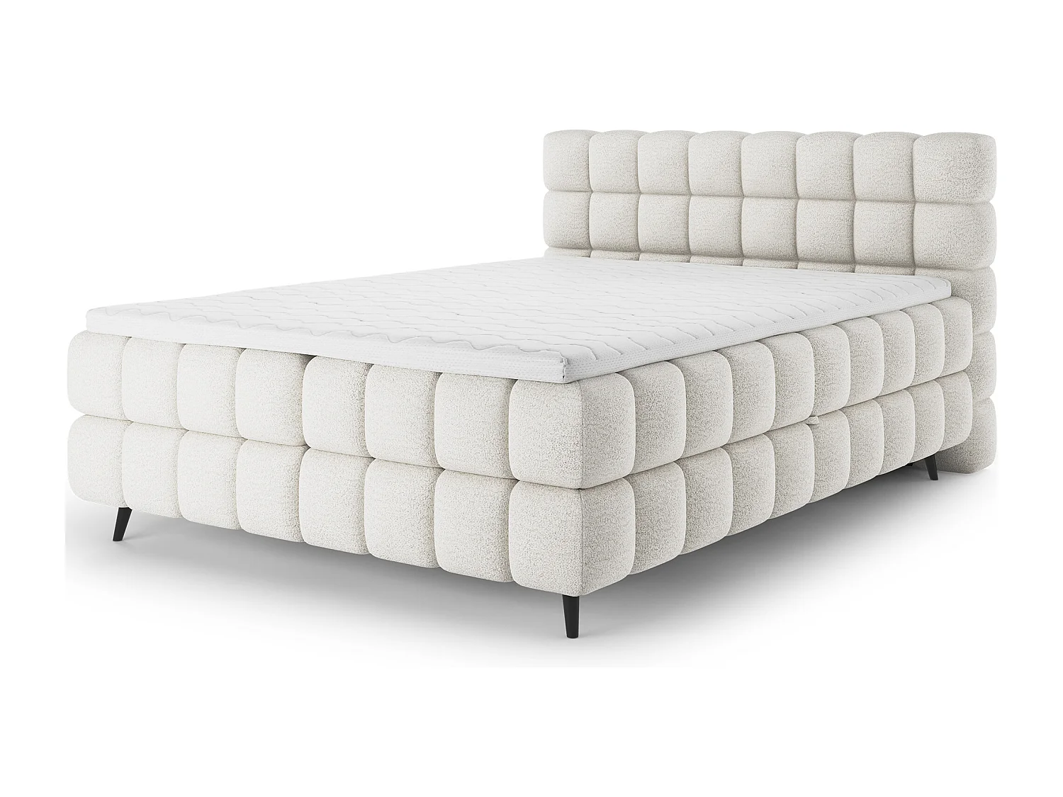 Boxspringbett Damian/160x200/Stoffbezug/Weiss