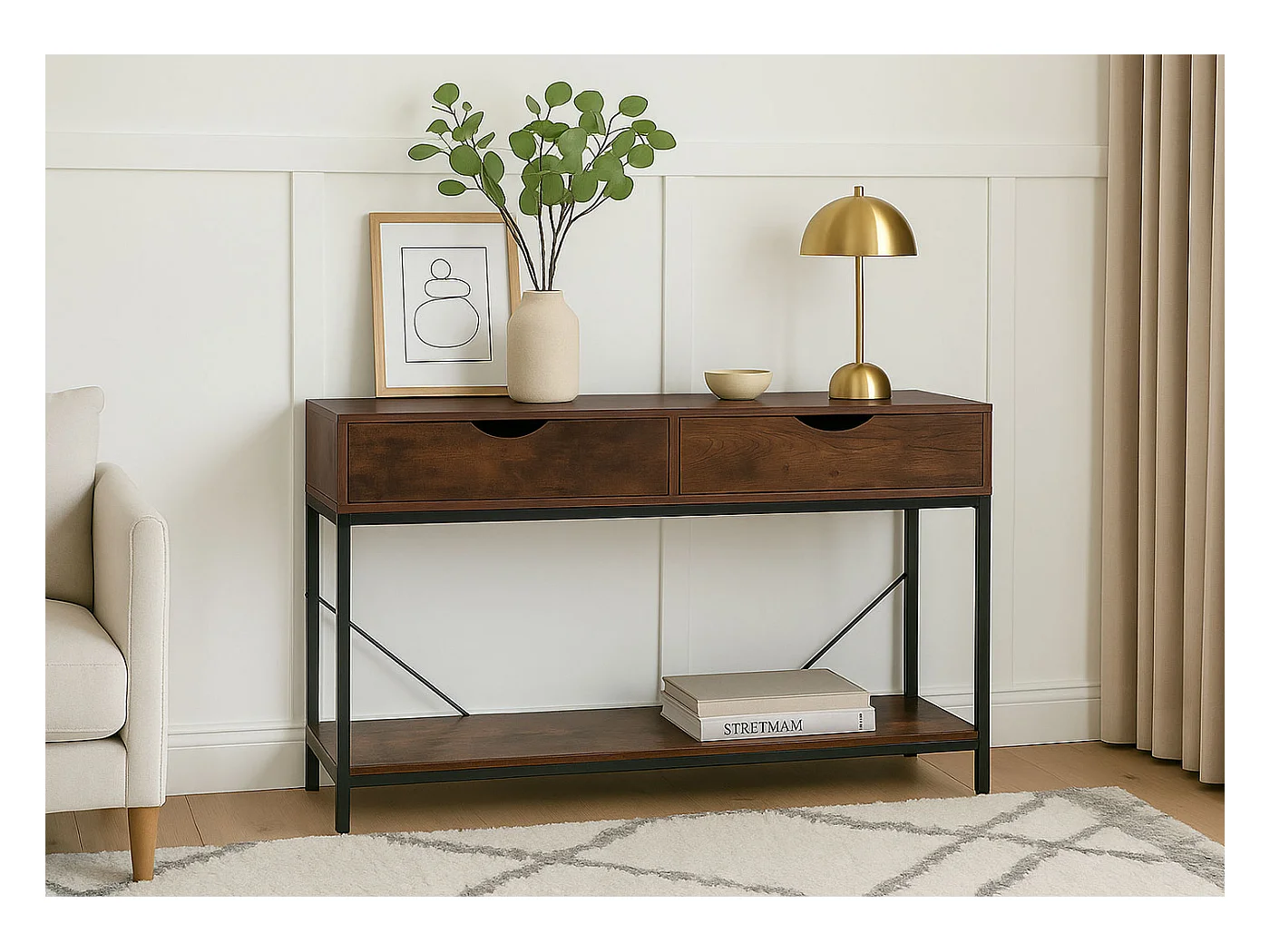 Mesa consola MCW-O76,  castanho-avermelhado