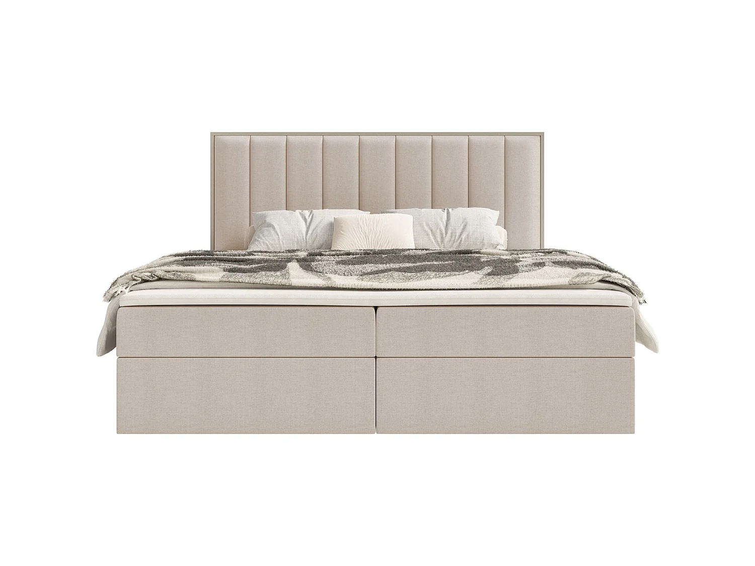 Boxspringbed 160x200 – opbergruimte en topper – hydrofobe chenille – beige – TOGENTS