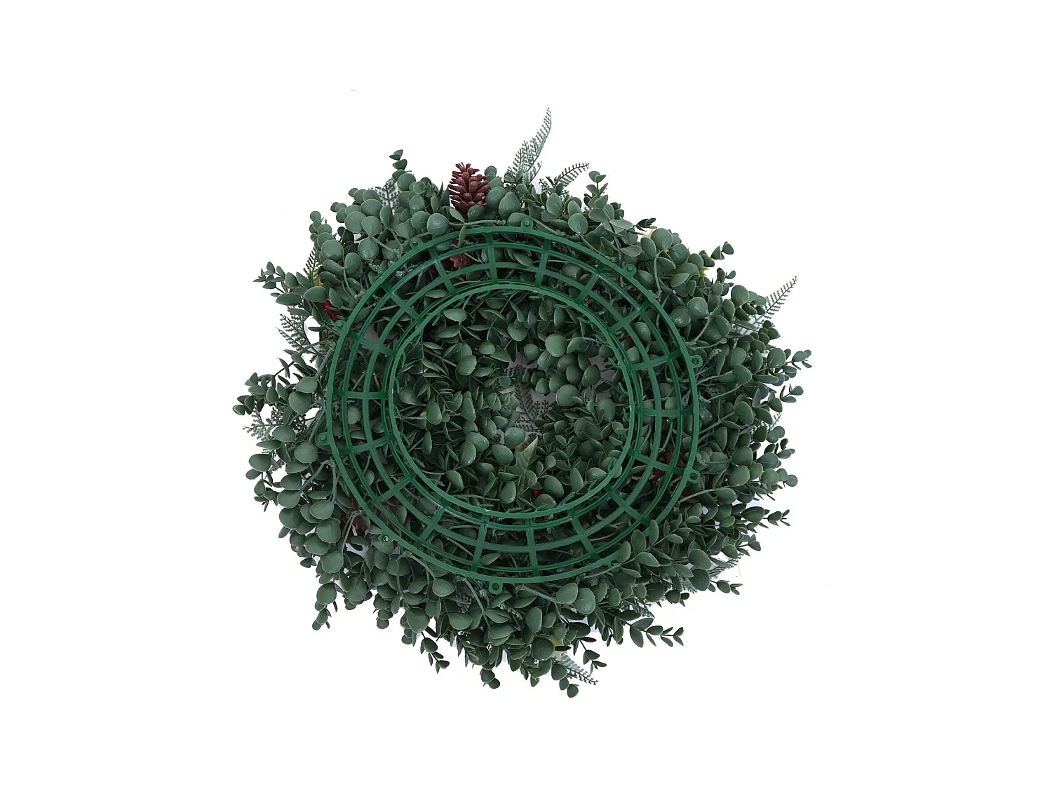 Künstlicher Kranz MCW-O98, Grün mit roten Beeren