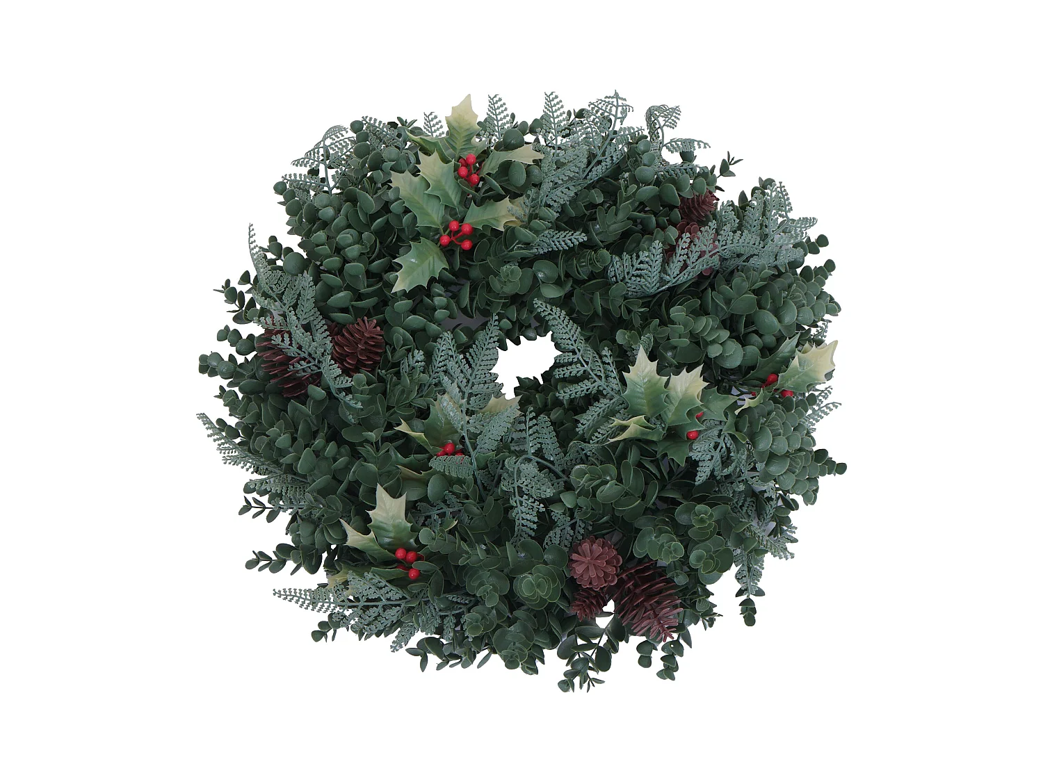 Ghirlanda natalizia MCW-O98, per porta, da tavolo, decorazione artificiale Ø 45 cm ~ verde con bacche rosse