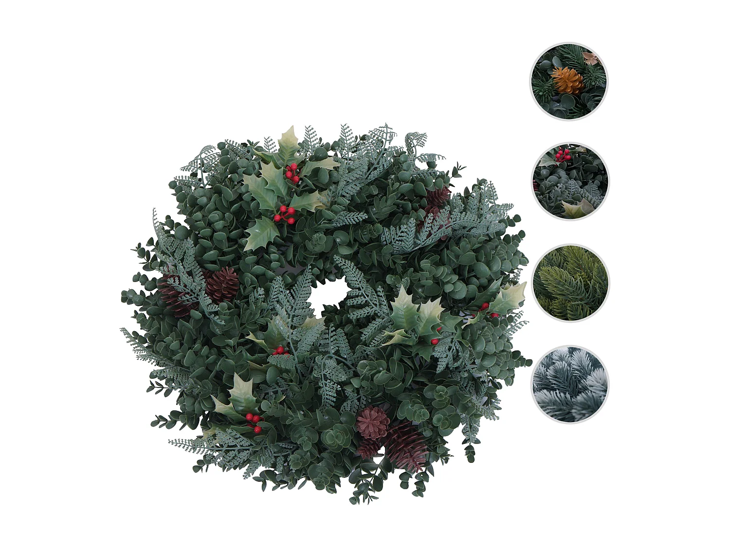 Couronne artificielle MCW-O98,  verte avec des baies rouges