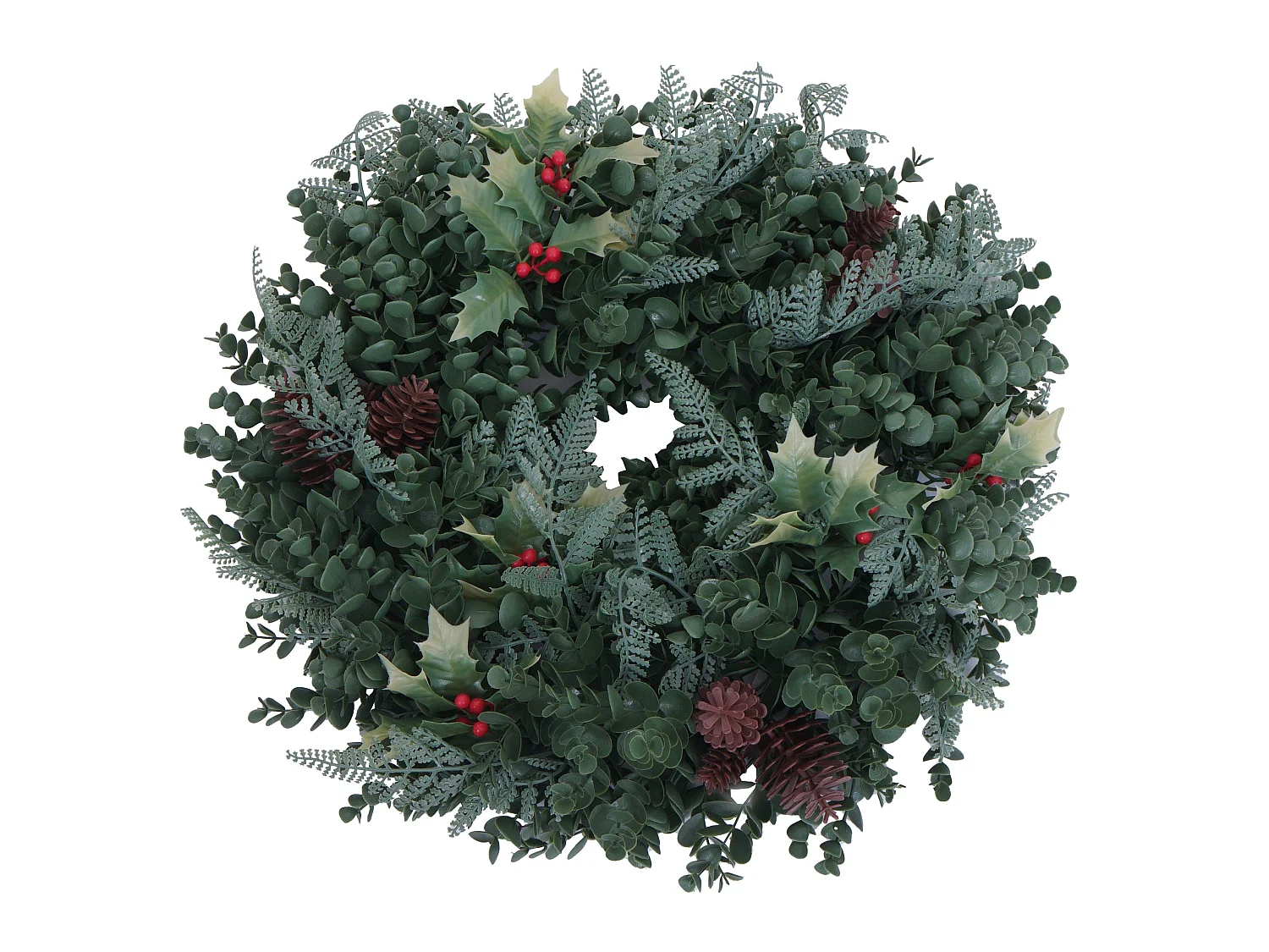 Couronne artificielle MCW-O98,  verte avec des baies rouges