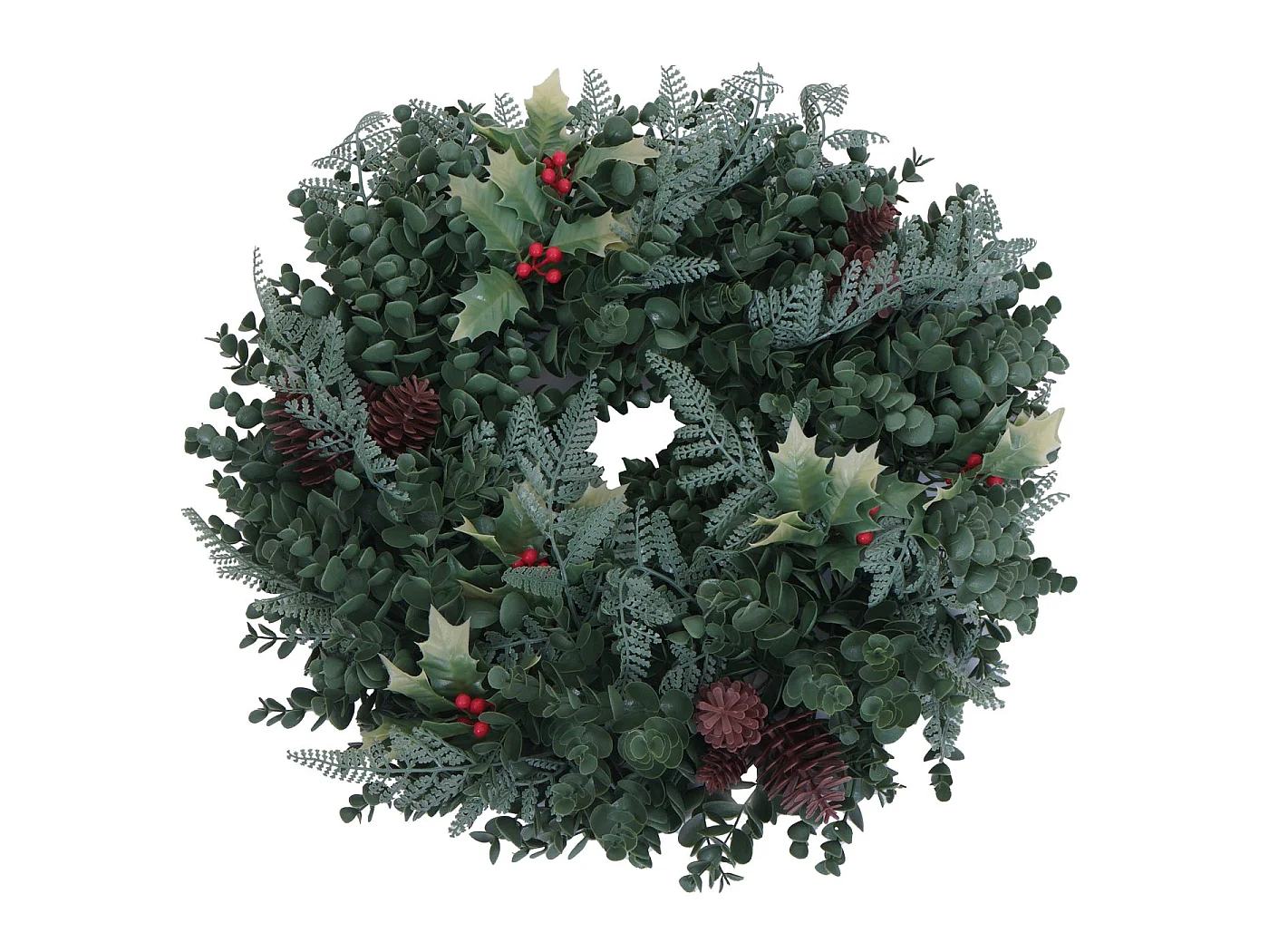 Couronne artificielle MCW-O98,  verte avec des baies rouges
