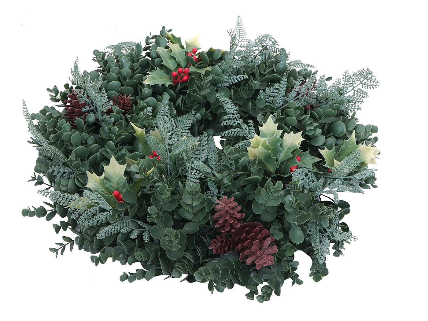 Couronne artificielle MCW-O98,  verte avec des baies rouges