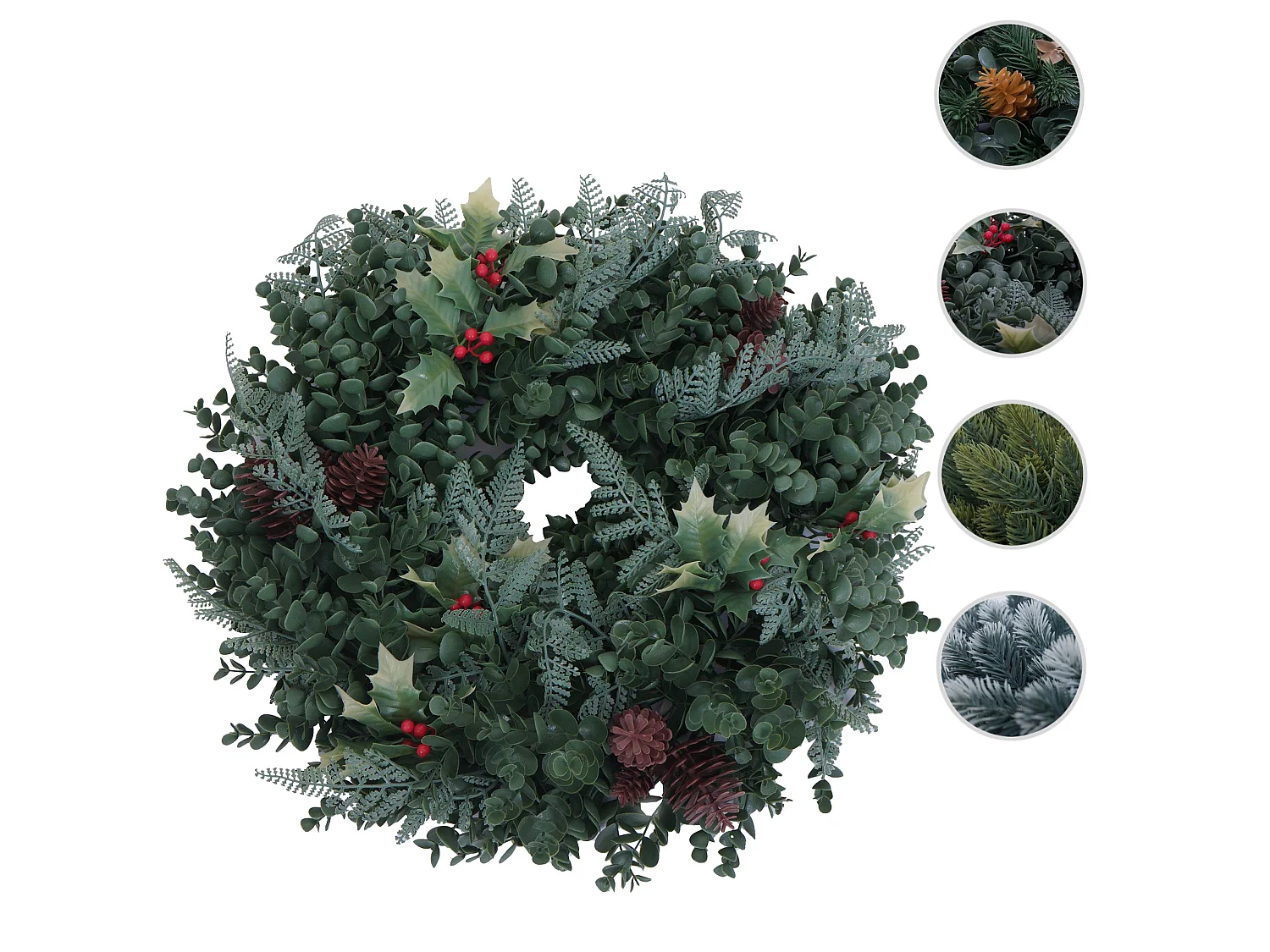 Couronne artificielle MCW-O98,  verte avec des baies rouges