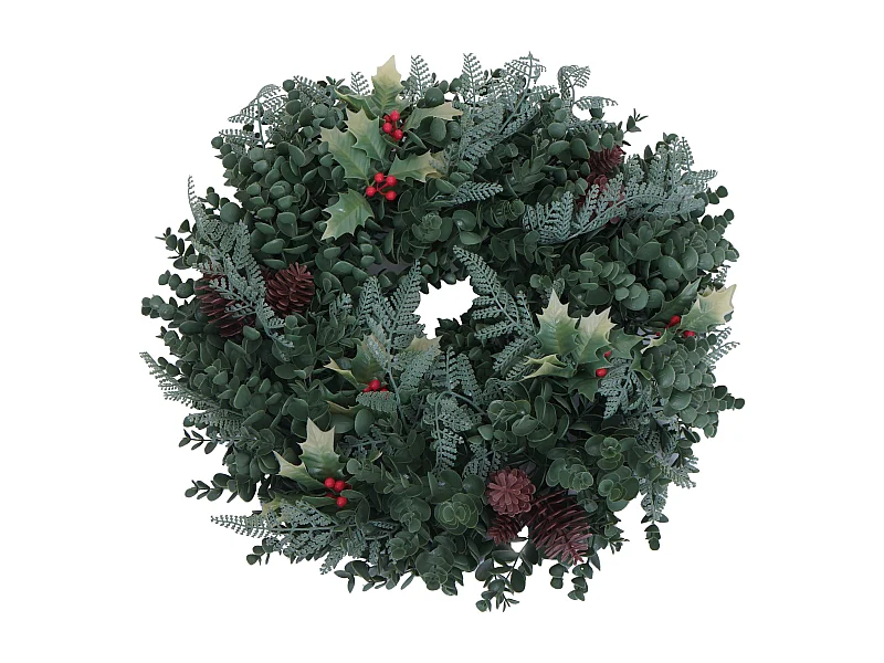 Couronne artificielle MCW-O98,  verte avec des baies rouges