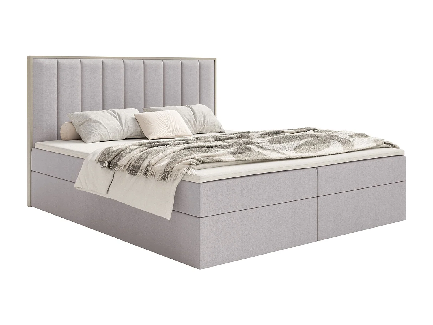 Boxspringbed 180x200 – opbergruimte en topper – hydrofobe chenille – grijs – TOGENTS