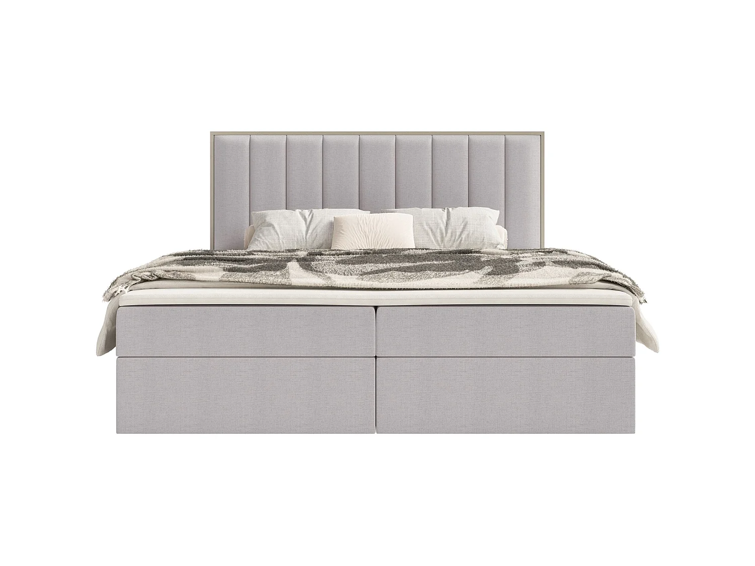 Boxspringbed 180x200 – opbergruimte en topper – hydrofobe chenille – grijs – TOGENTS