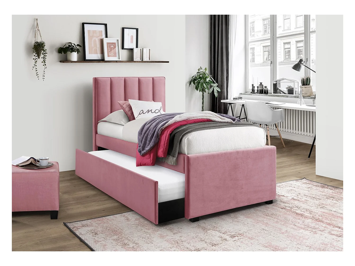 Lit Russo S (90x200)/Tissu/Rose