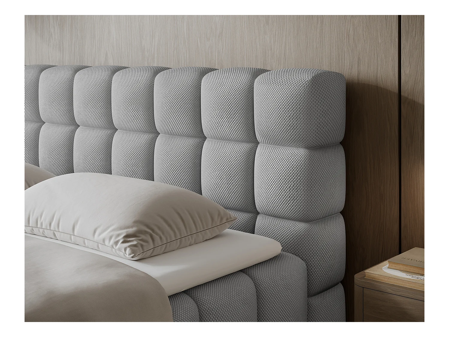 Lit boxspring Damian/180x200/revêtement tissu/Gris