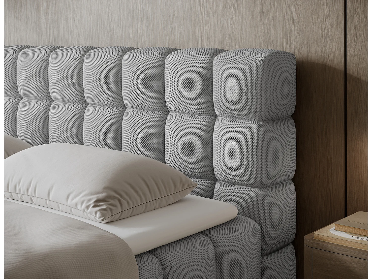 Lit boxspring Damian/180x200/revêtement tissu/Gris