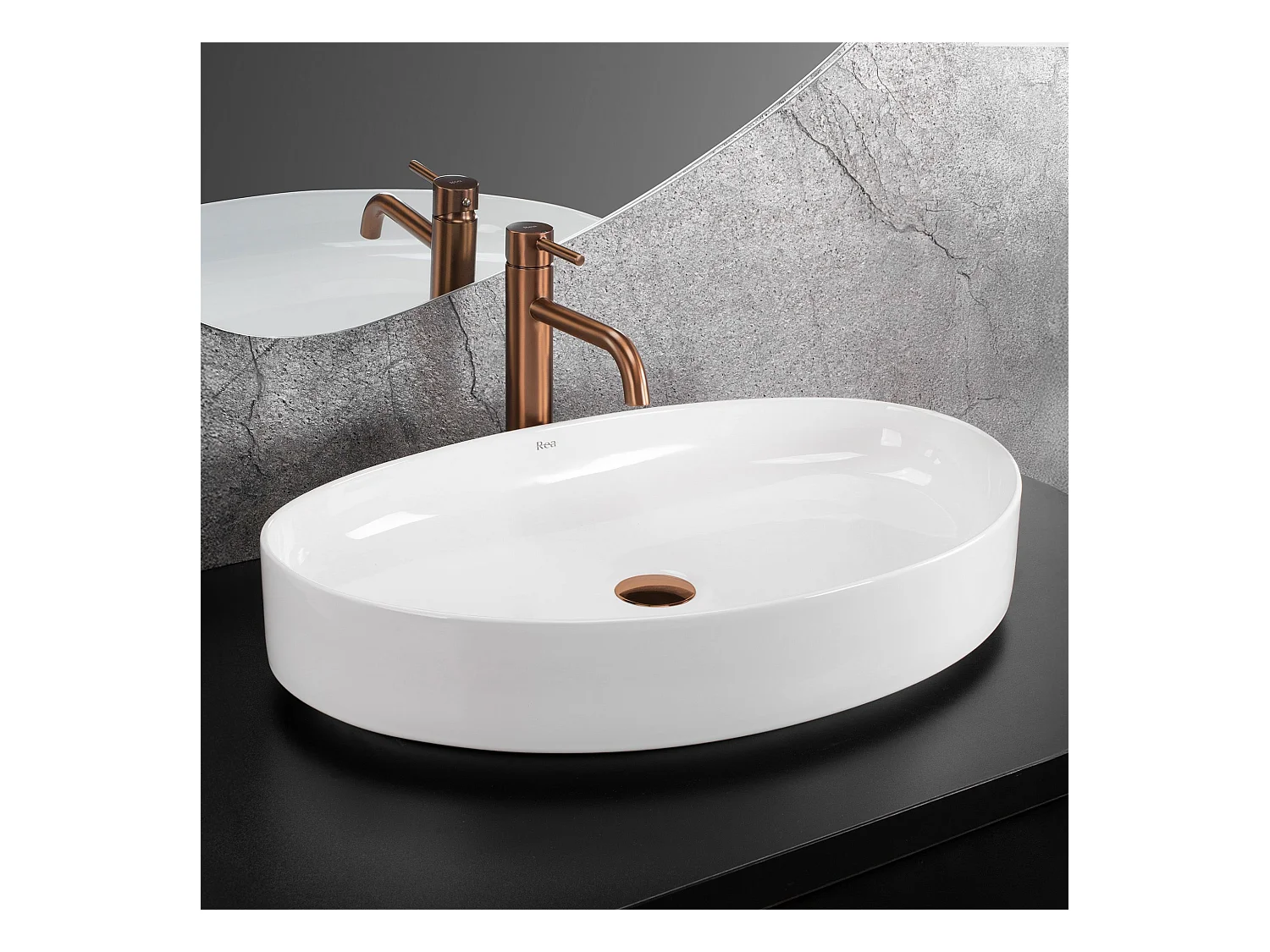 Aufsatzwaschbecken Rea Sabina 65 Oval White