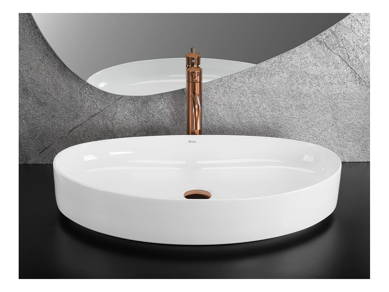 Aufsatzwaschbecken Rea Sabina 65 Oval White