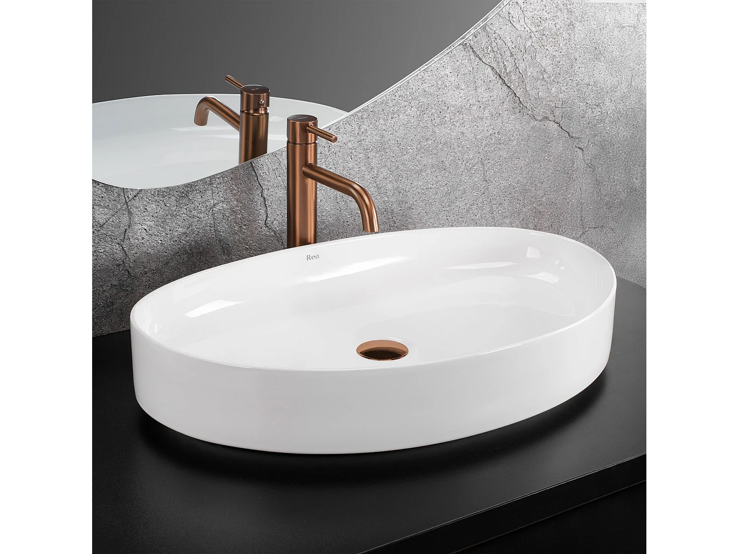 Vasque À Poser Rea Sabina 65 Oval White