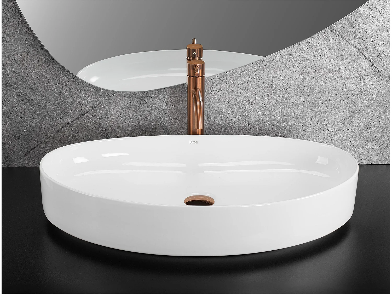 Vasque À Poser Rea Sabina 65 Oval White