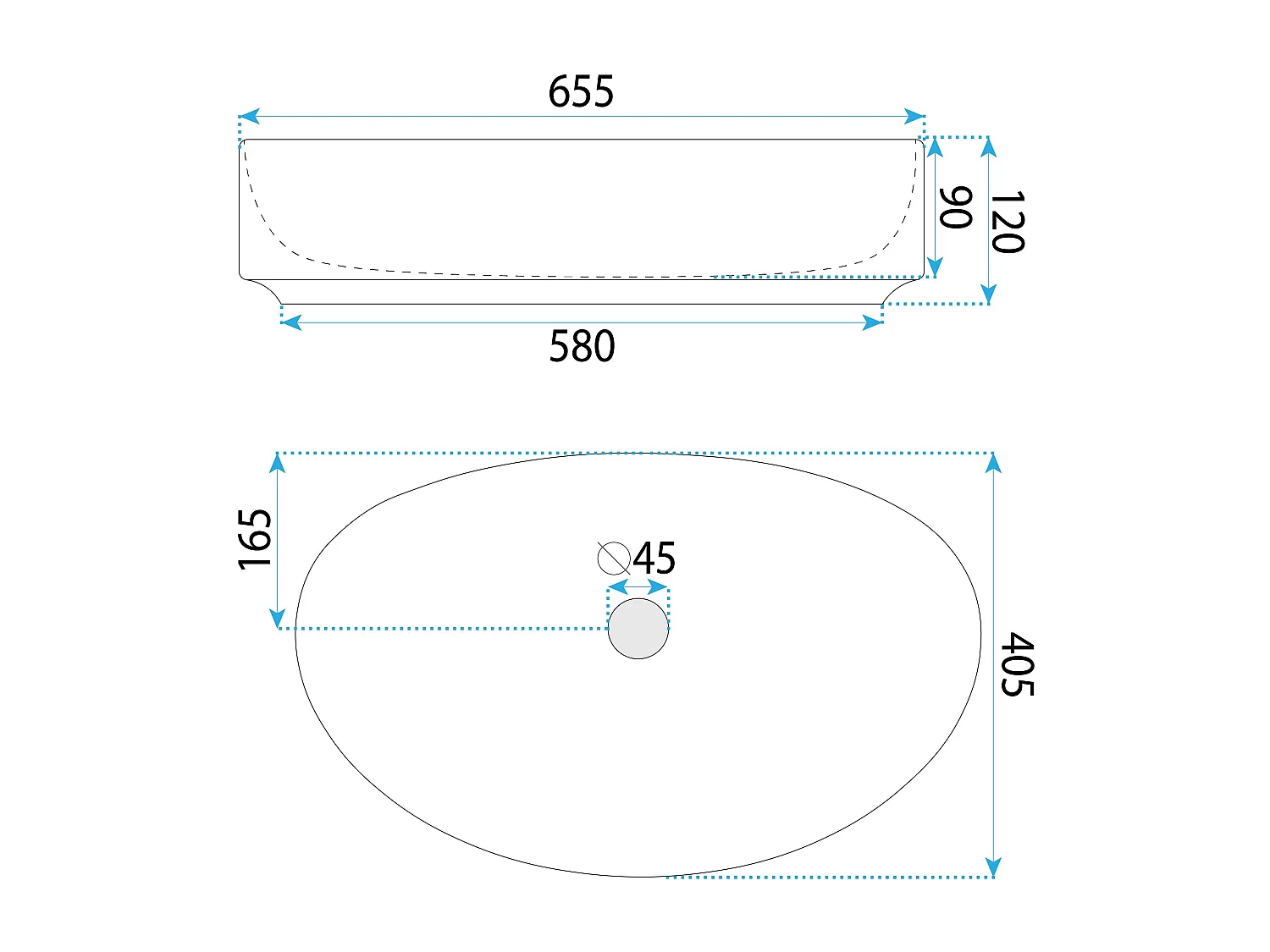 Vasque À Poser Rea Sabina 65 Oval White