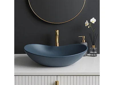 Lavabo Da Appoggio Rea Royal Oval Blue