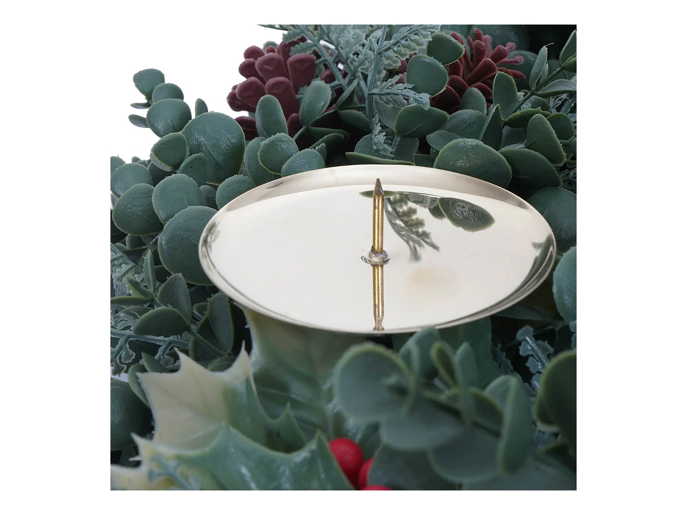 Künstlicher Kranz MCW-O98, Grün mit roten Beeren