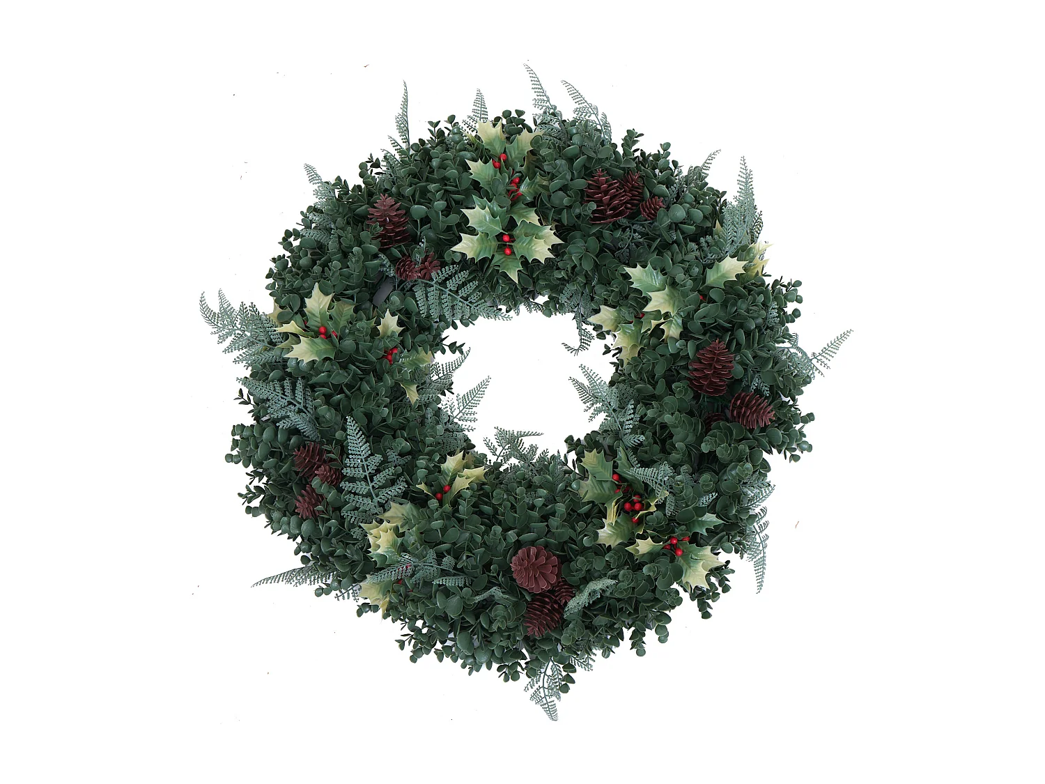 Couronne artificielle MCW-O98,  verte avec des baies rouges