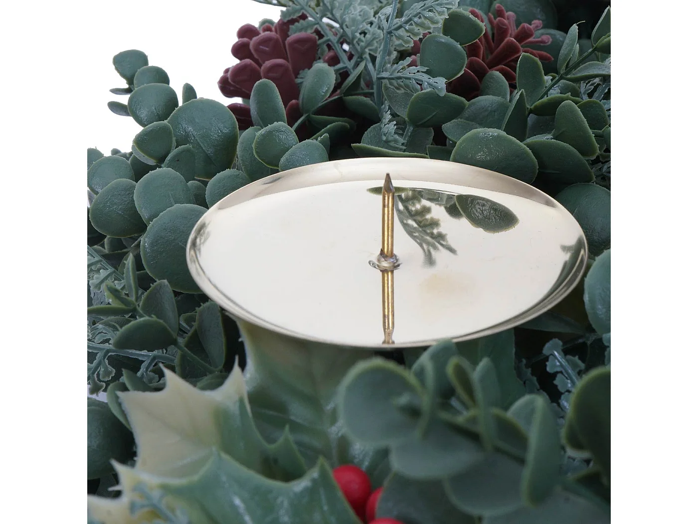 Couronne artificielle MCW-O98,  verte avec des baies rouges