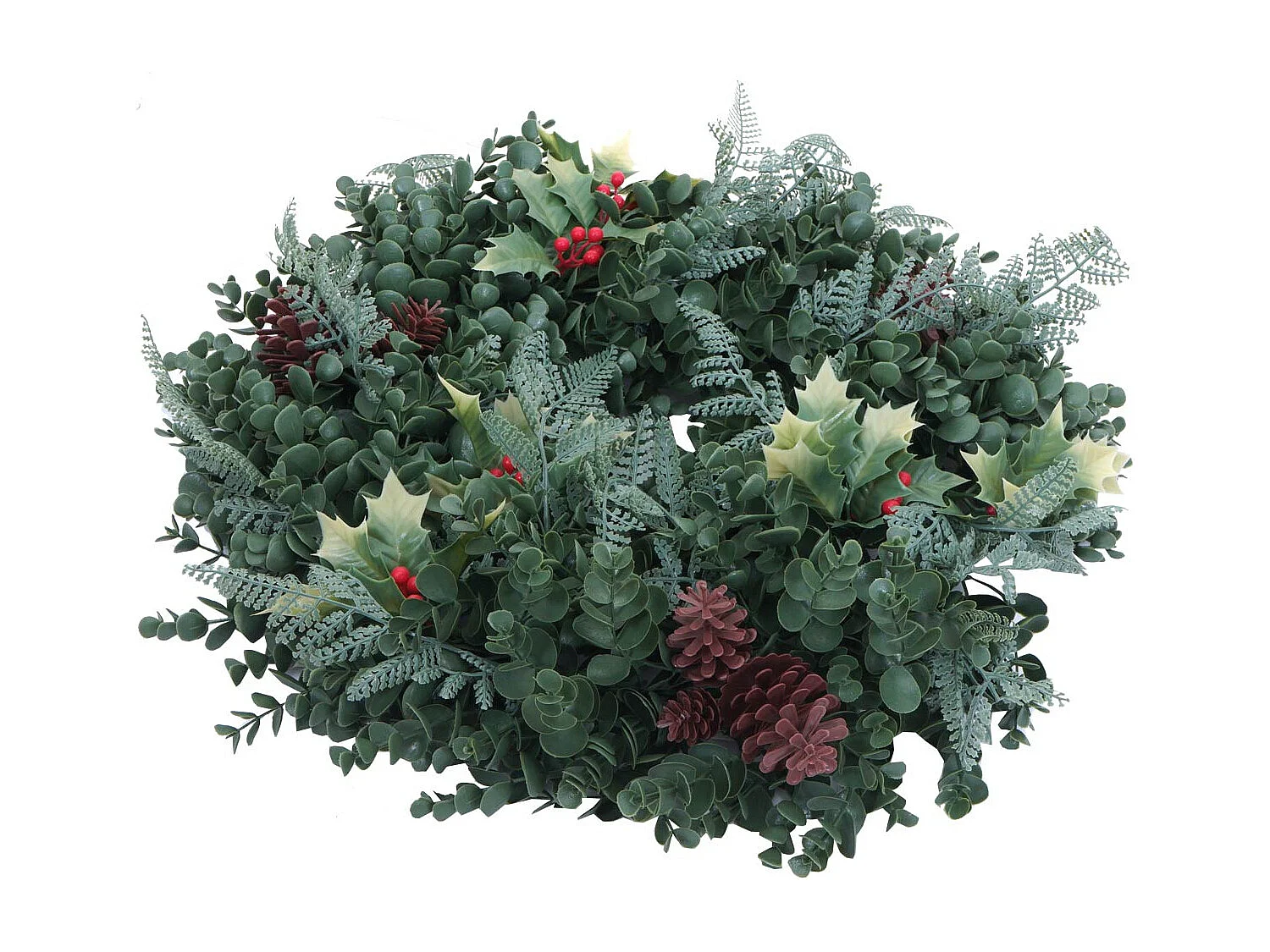 Couronne artificielle MCW-O98,  verte avec des baies rouges