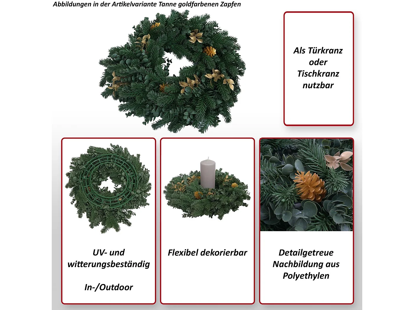 Couronne artificielle MCW-O98,  verte avec des baies rouges