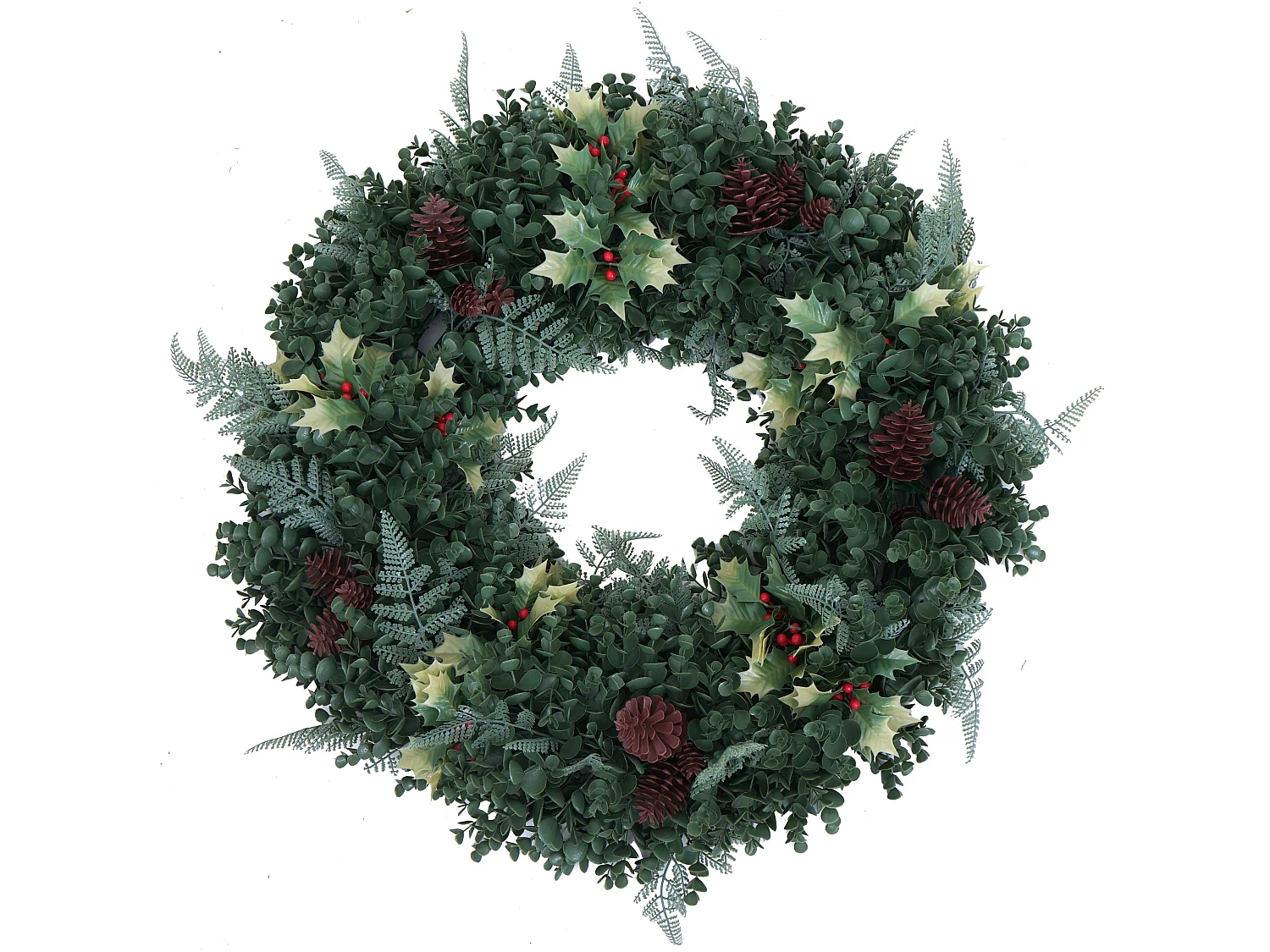 Couronne artificielle MCW-O98,  verte avec des baies rouges