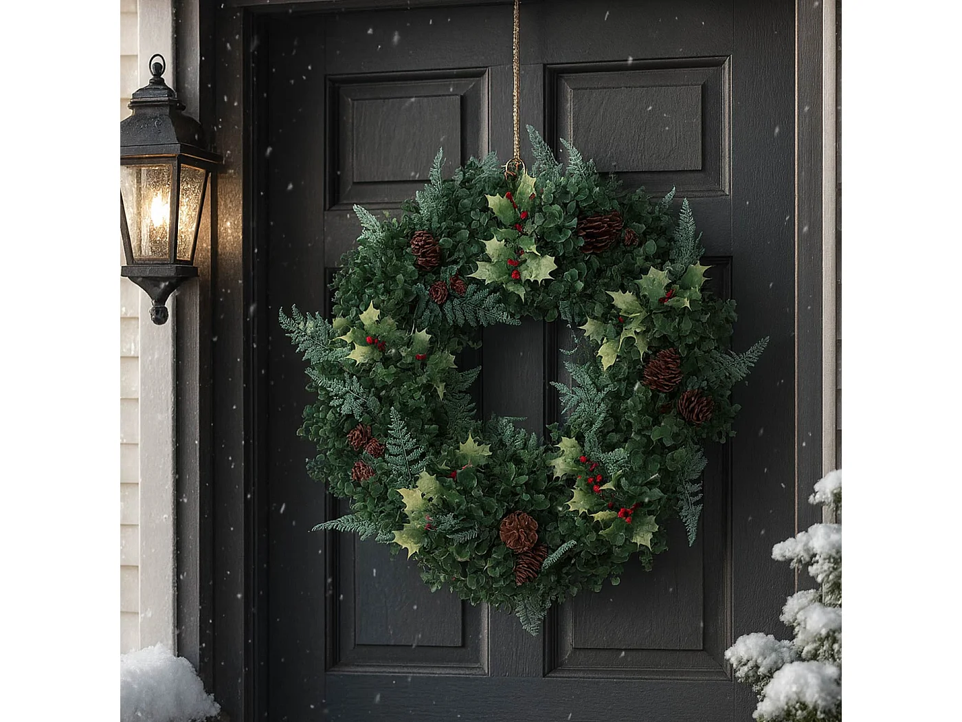 Couronne artificielle MCW-O98,  verte avec des baies rouges