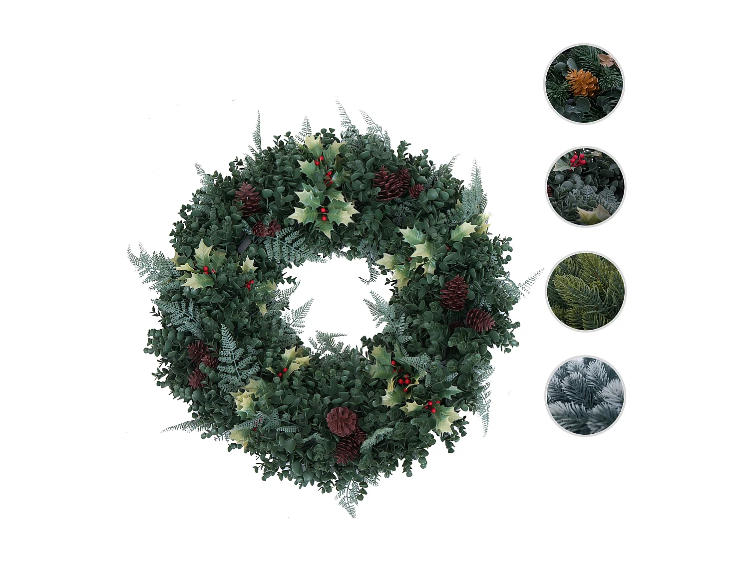 Couronne artificielle MCW-O98,  verte avec des baies rouges