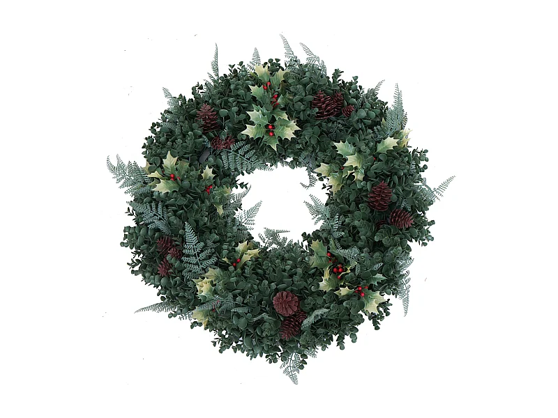 Couronne artificielle MCW-O98,  verte avec des baies rouges