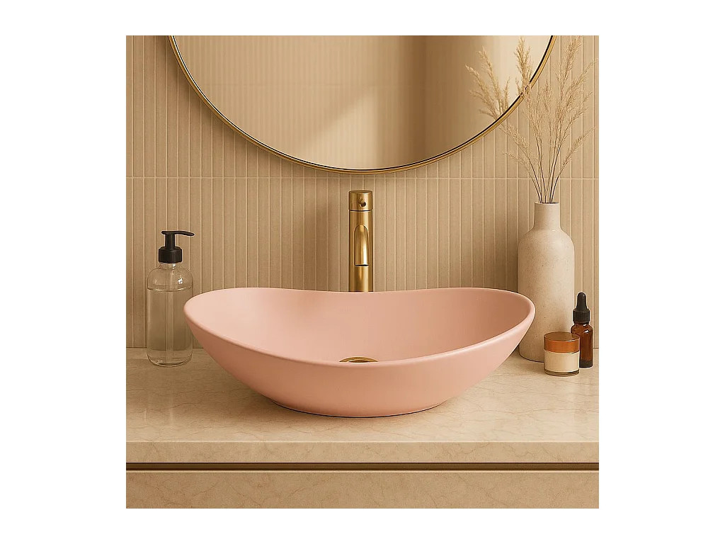 Lavabo Da Appoggio Rea Royal Oval Pink