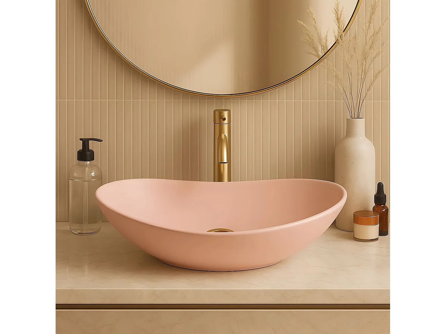 Opzetwastafel Rea Royal Oval Pink