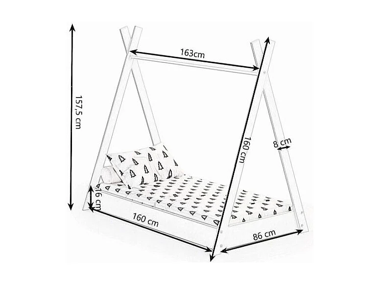 KINDERBETT Rene 86 / 163 / 157,5cm grau
