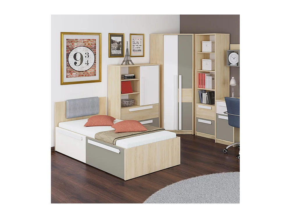 BETT Drop Fjord Buche - weiß - grau 97 / 205 / 81cm