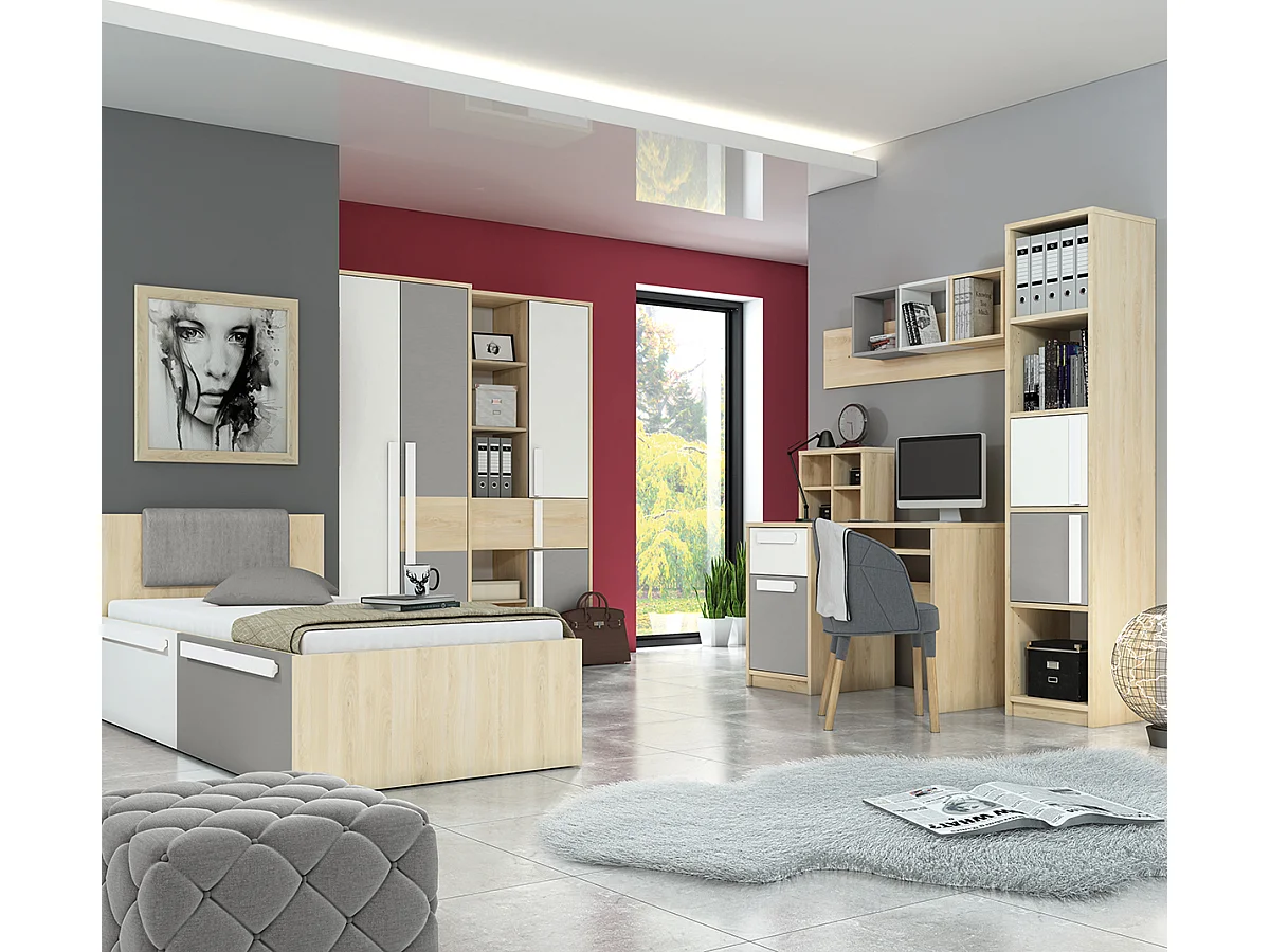 BETT Drop Fjord Buche - weiß - grau 97 / 205 / 81cm