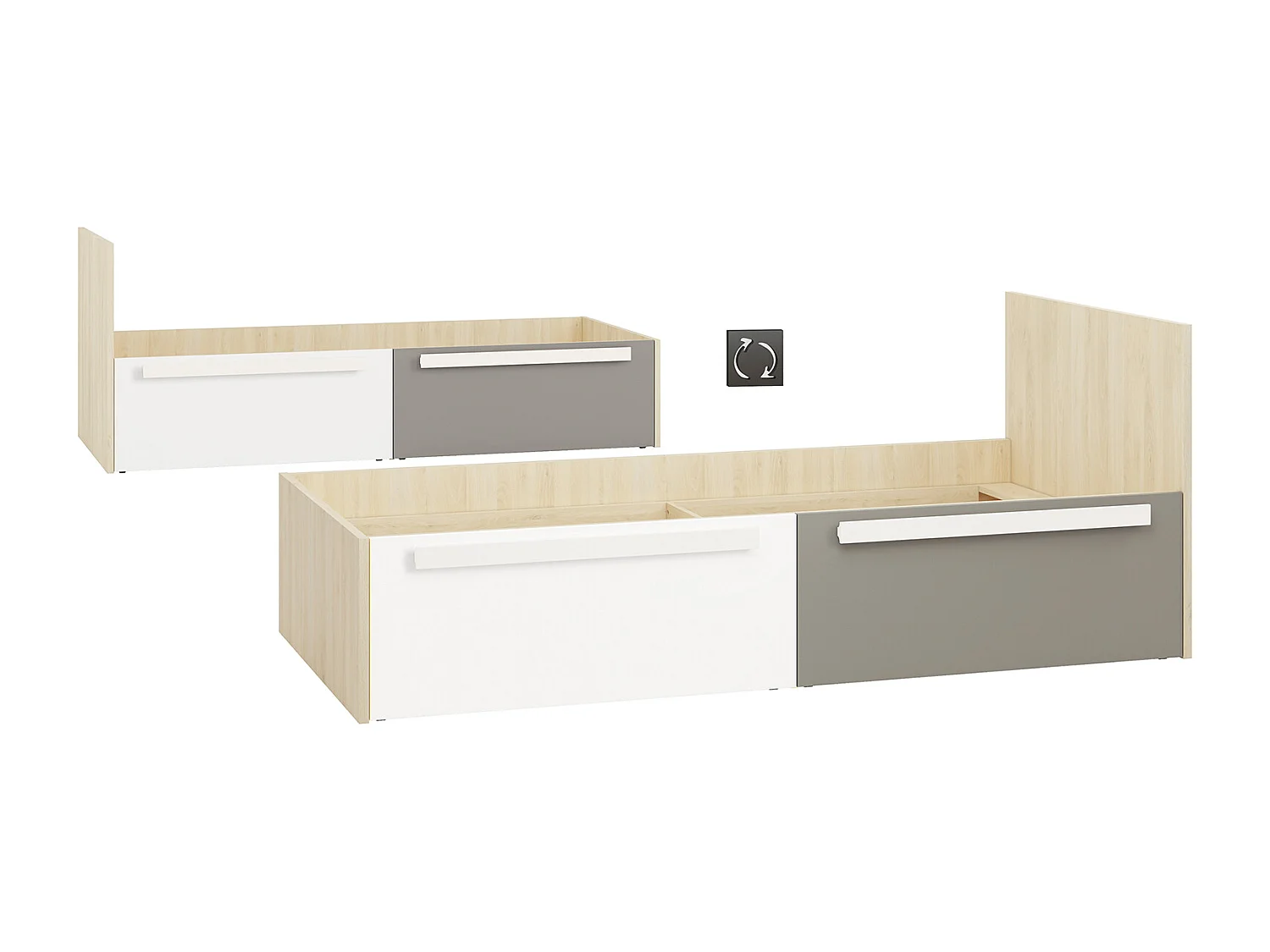 BETT Drop Fjord Buche - weiß - grau 97 / 205 / 81cm