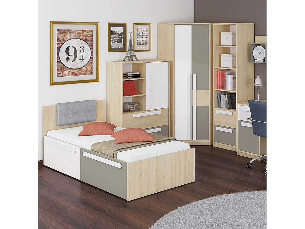 BETT Drop Fjord Buche - weiß - grau 97 / 205 / 81cm